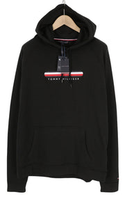 TOMMY HILFIGER OH Men Hoodie M Pull On Black Front Logo Pyjama Top Sleepwear