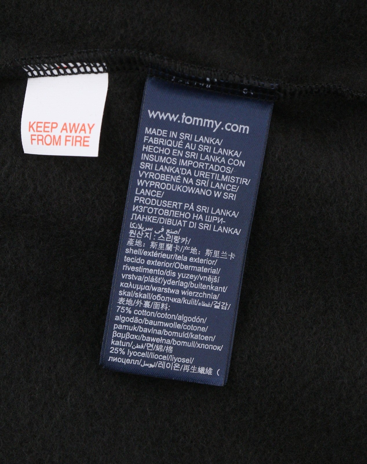 TOMMY HILFIGER OH Men Hoodie XL Pull On Black Front Logo Pyjama Top Sleepwear