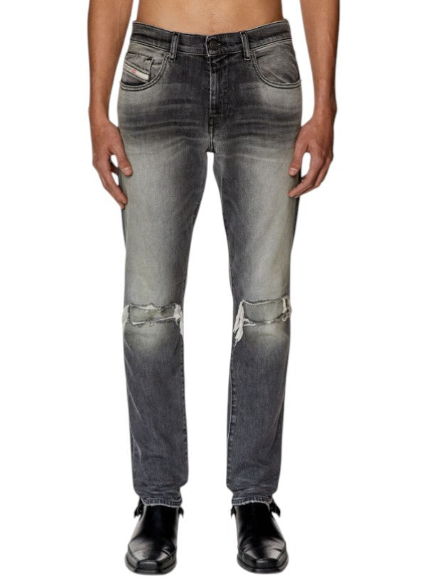 DIESEL 2019 D-Strukt 09G03 Men Jeans W29/L32 Grey Faded Whiskers Distress Slim