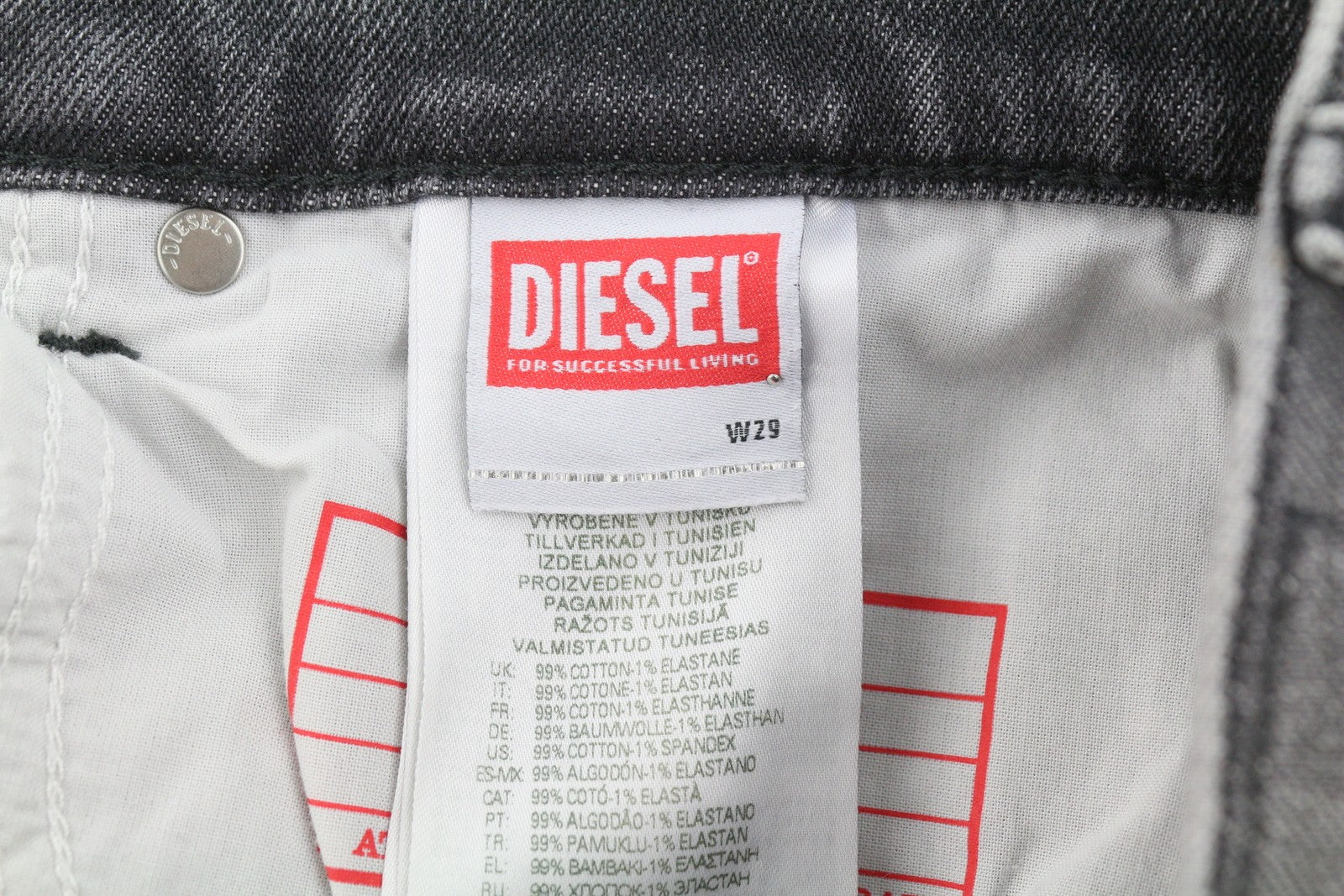DIESEL 2019 D-Strukt 09G03 Men Jeans W29/L32 Grey Faded Whiskers Distress Slim