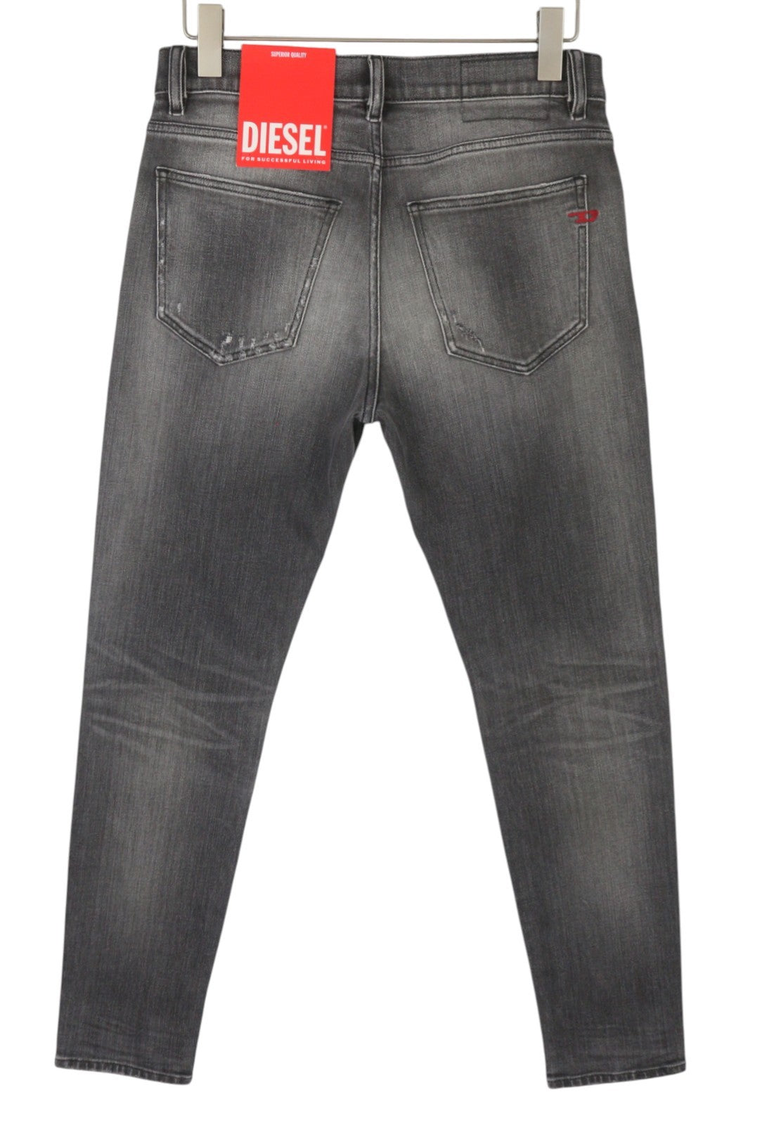 DIESEL 2019 D-Strukt 09G03 Men Jeans W29/L32 Grey Faded Whiskers Distress Slim