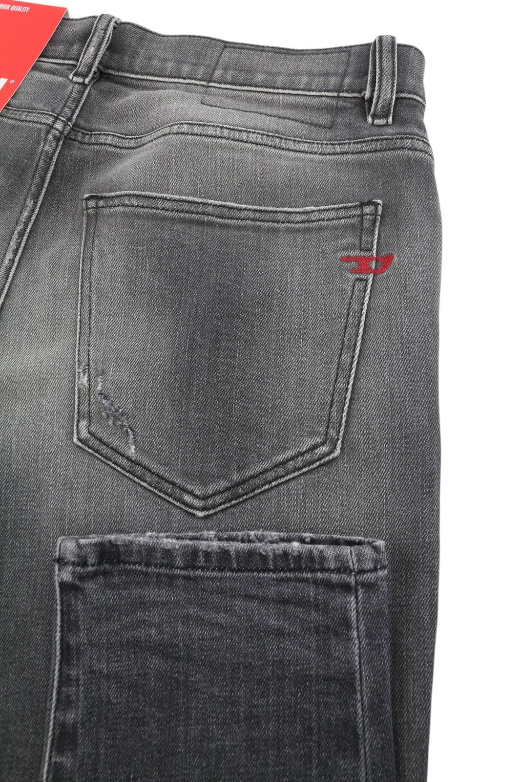 DIESEL 2019 D-Strukt 09G03 Men Jeans W29/L32 Grey Faded Whiskers Distress Slim