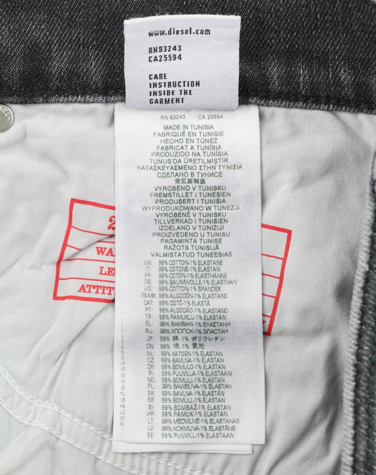 DIESEL 2019 D-Strukt 09G03 Men Jeans W29/L32 Grey Faded Whiskers Distress Slim