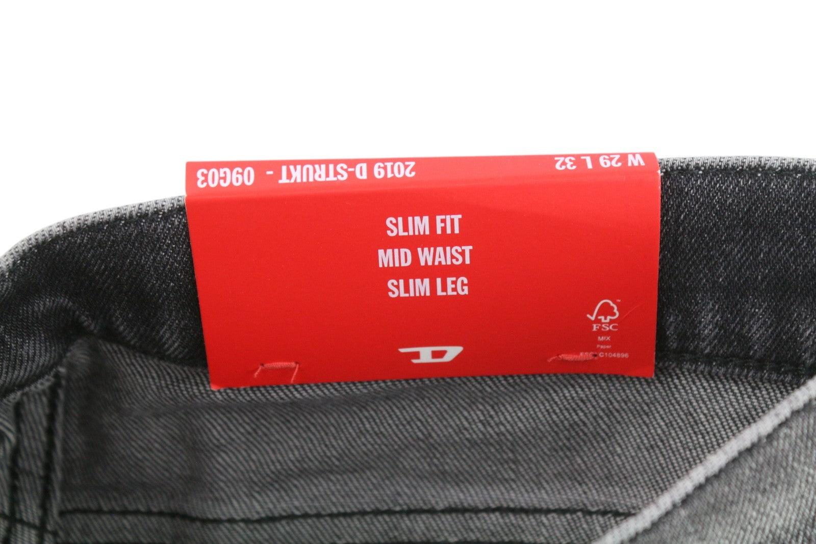 DIESEL 2019 D-Strukt 09G03 Men Jeans W29/L32 Grey Faded Whiskers Distress Slim