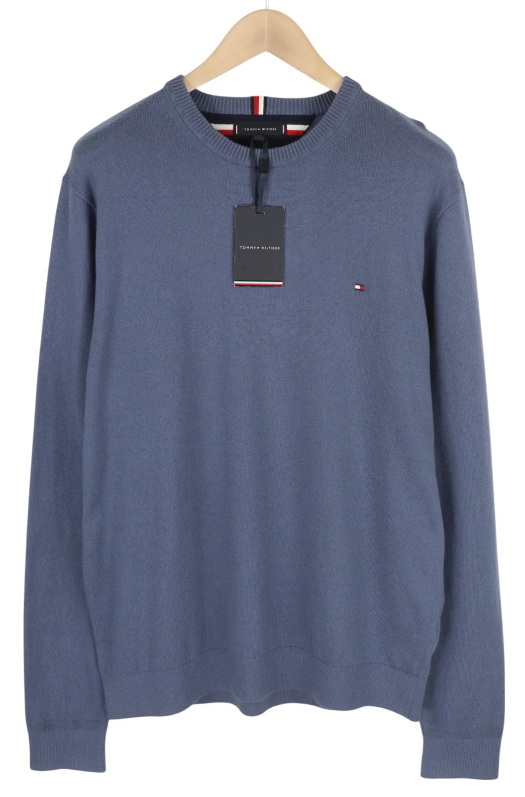 TOMMY HILFIGER Pima Org Ctn Cashmere V Neck Men Jumper 2XL Pull On Knitted Blue