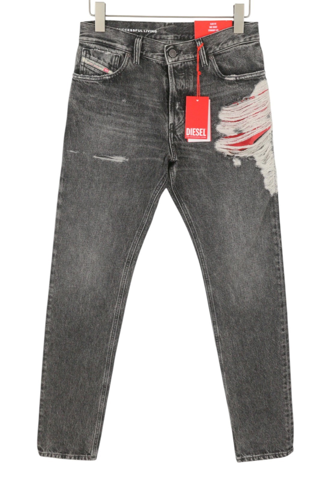 DIESEL 1995 D-Sark 007S1 Men Jeans W29 Grey Faded Distress Slim Straight RRP285