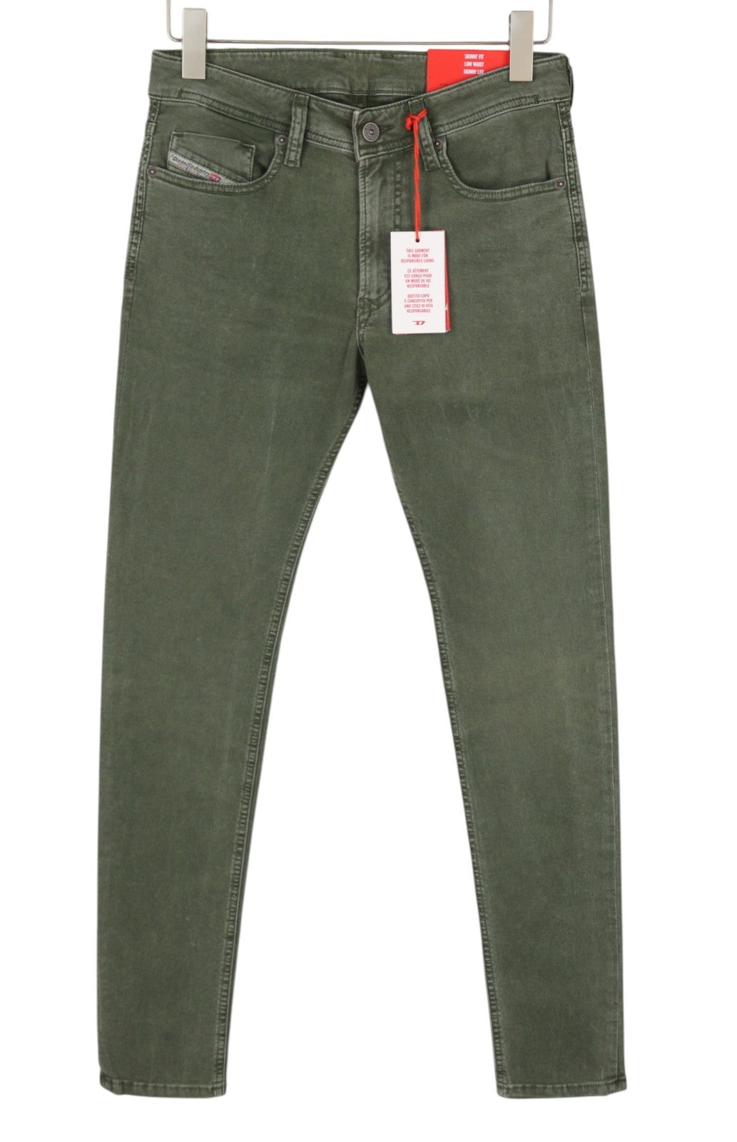 DIESEL 1979 Sleenker 0ENAK Men Jeans W29/L32 Green Whiskers Low Waist Skinny Fit