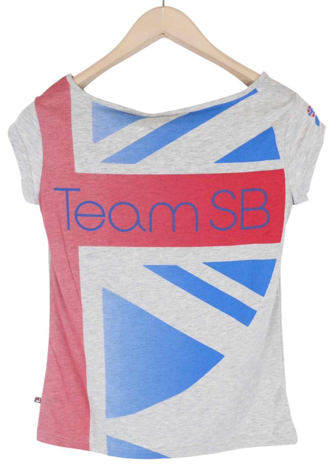 SCOTCH & SODA Patriot Women T-Shirt XS Grey Cotton Blend Union Jack Print