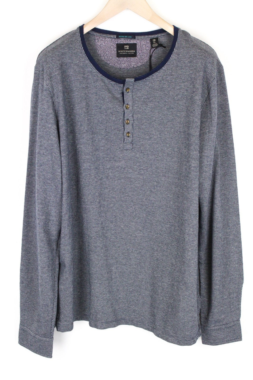 SCOTCH & SODA Ams Couture Men Sweatshirt XL Grey Blue Pattern Pure Cotton