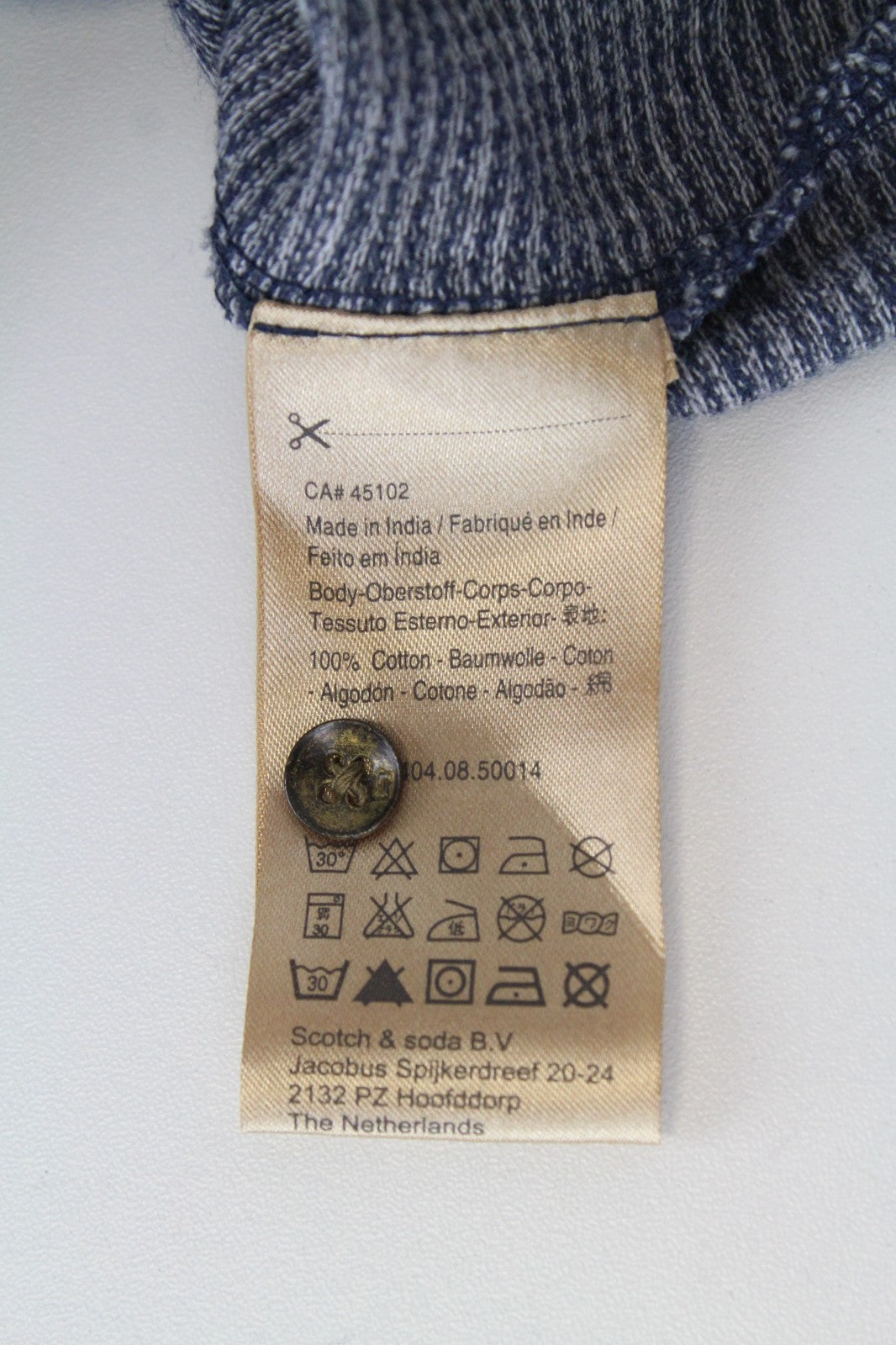 SCOTCH & SODA Ams Couture Men Sweatshirt XL Grey Blue Pattern Pure Cotton