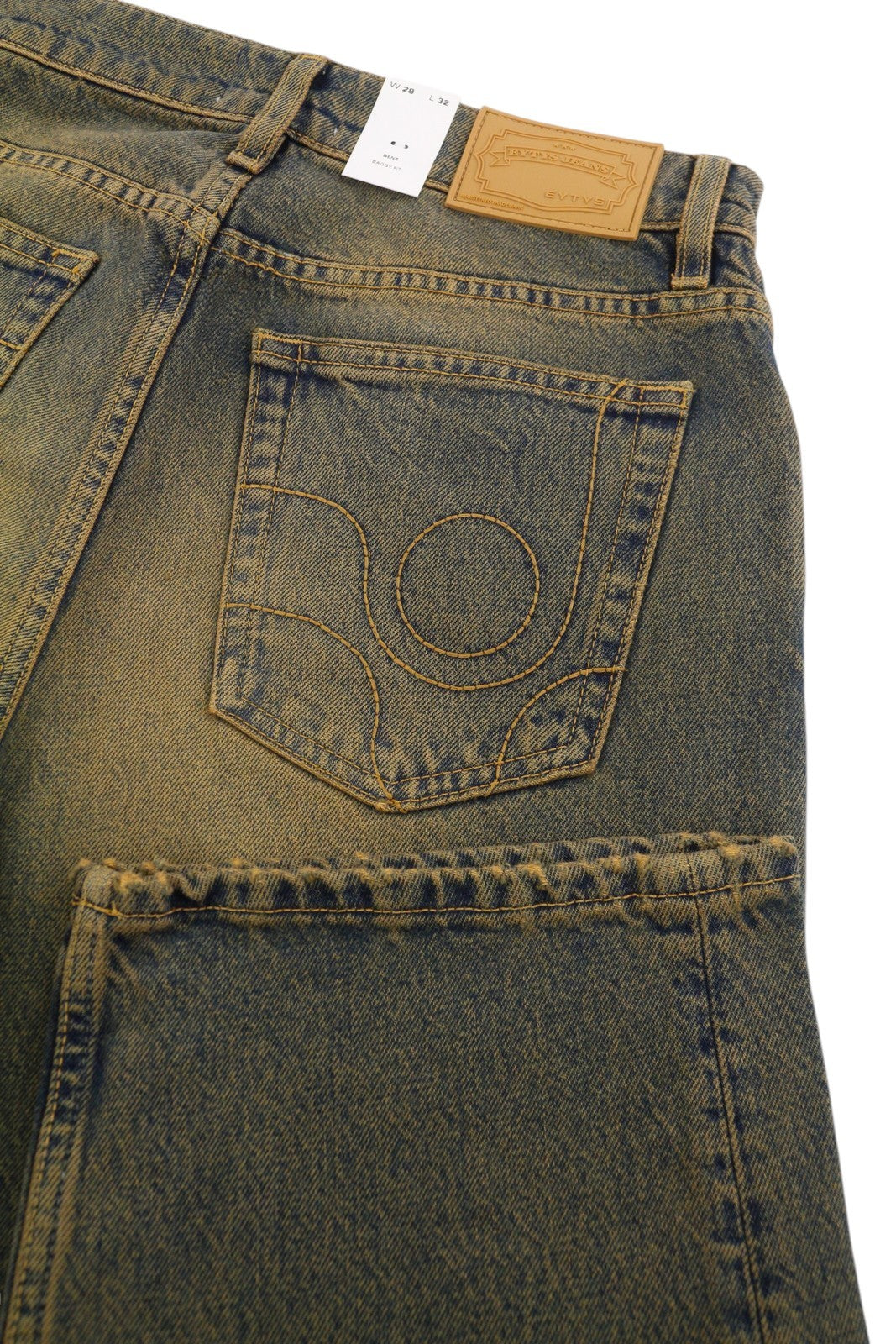 EYTYS Benz Rust Baggy Fit Women Jeans W28/L32 Orange & Blue Faded Unisex RRP370