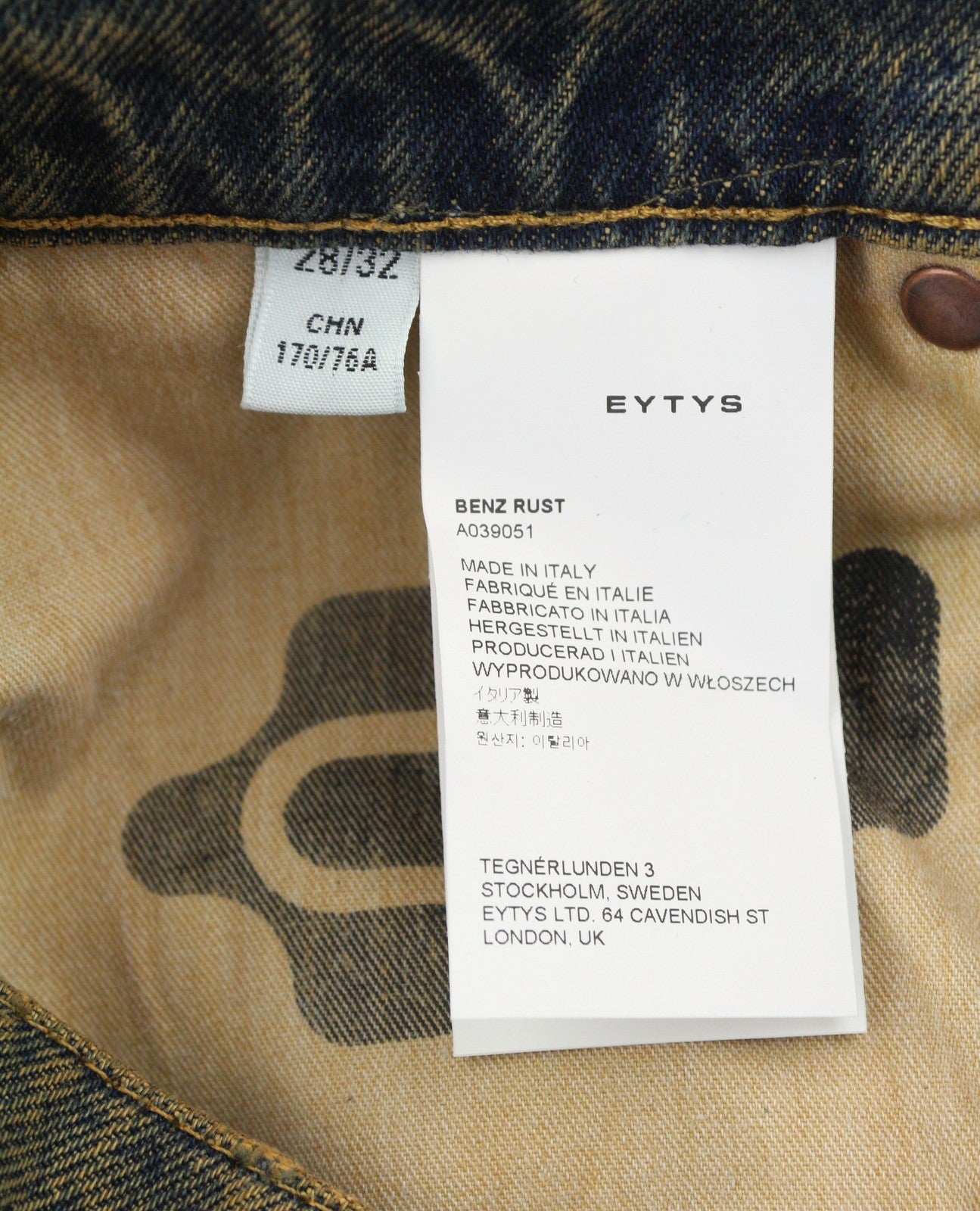 EYTYS Benz Rust Baggy Fit Women Jeans W28/L32 Orange & Blue Faded Unisex RRP370