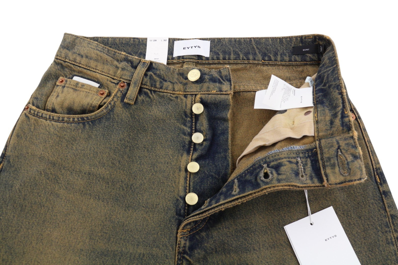 EYTYS Benz Rust Baggy Fit Women Jeans W28/L32 Orange & Blue Faded Unisex RRP370