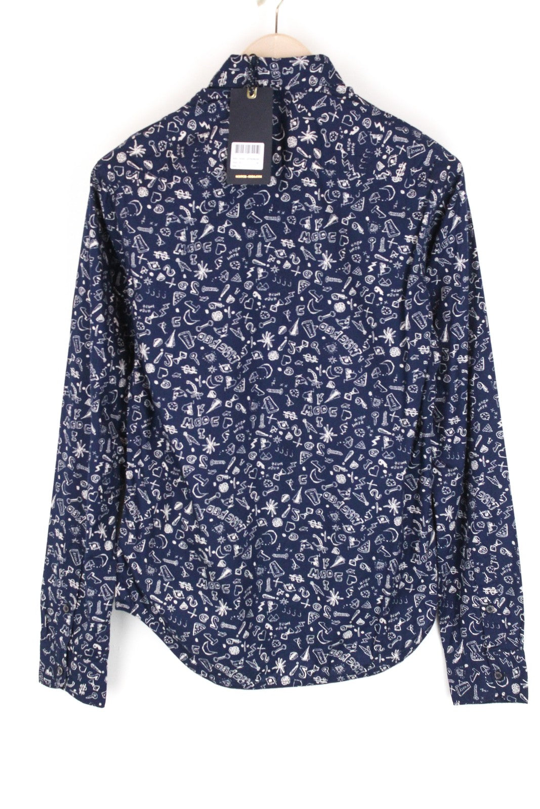 SCOTCH & SODA Ams Couture Men Shirt M Navy Button-Up Cotton Pattern Long Sleeve