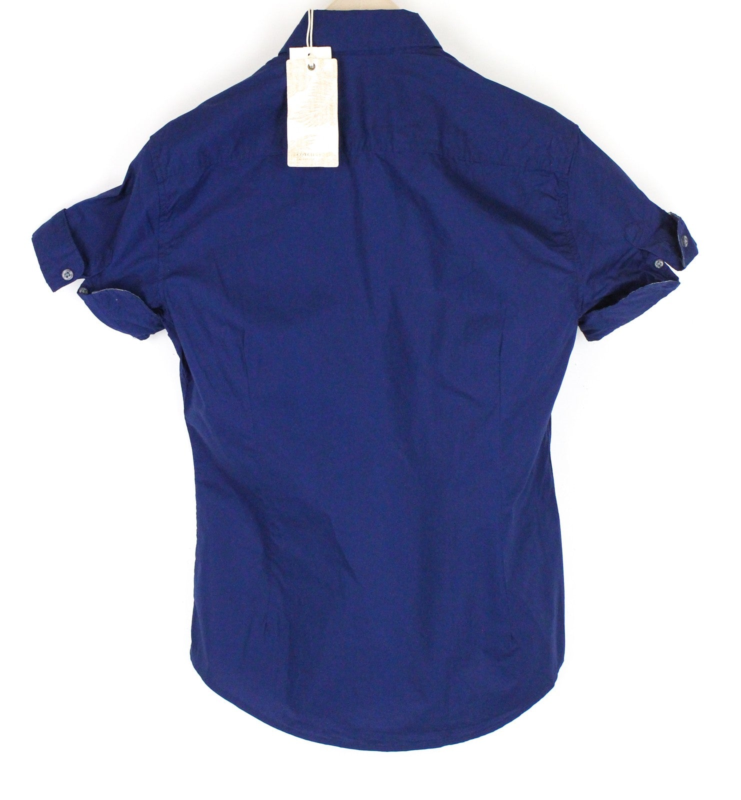 SCOTCH & SODA Ams Couture Men Shirt S Blue Cotton Slim Short Sleeved Button-Up