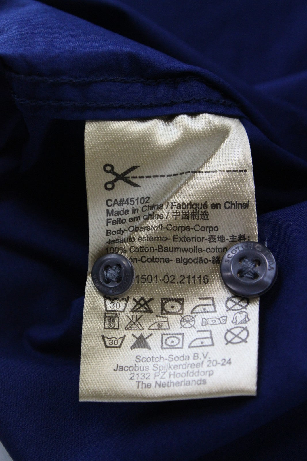 SCOTCH & SODA Ams Couture Men Shirt S Blue Cotton Slim Short Sleeved Button-Up