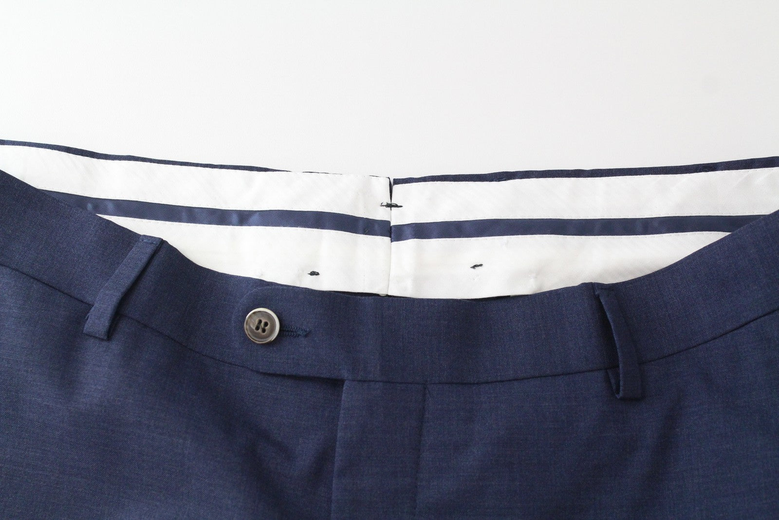 SUITSUPPLY Brescia Men Trousers UK42R Blue Pure Wool Lined Classic Pleat Front