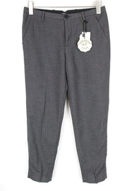 DENHAM Ocean Men Trousers S Grey Stretch Pleated Front Classic Formal Cropped