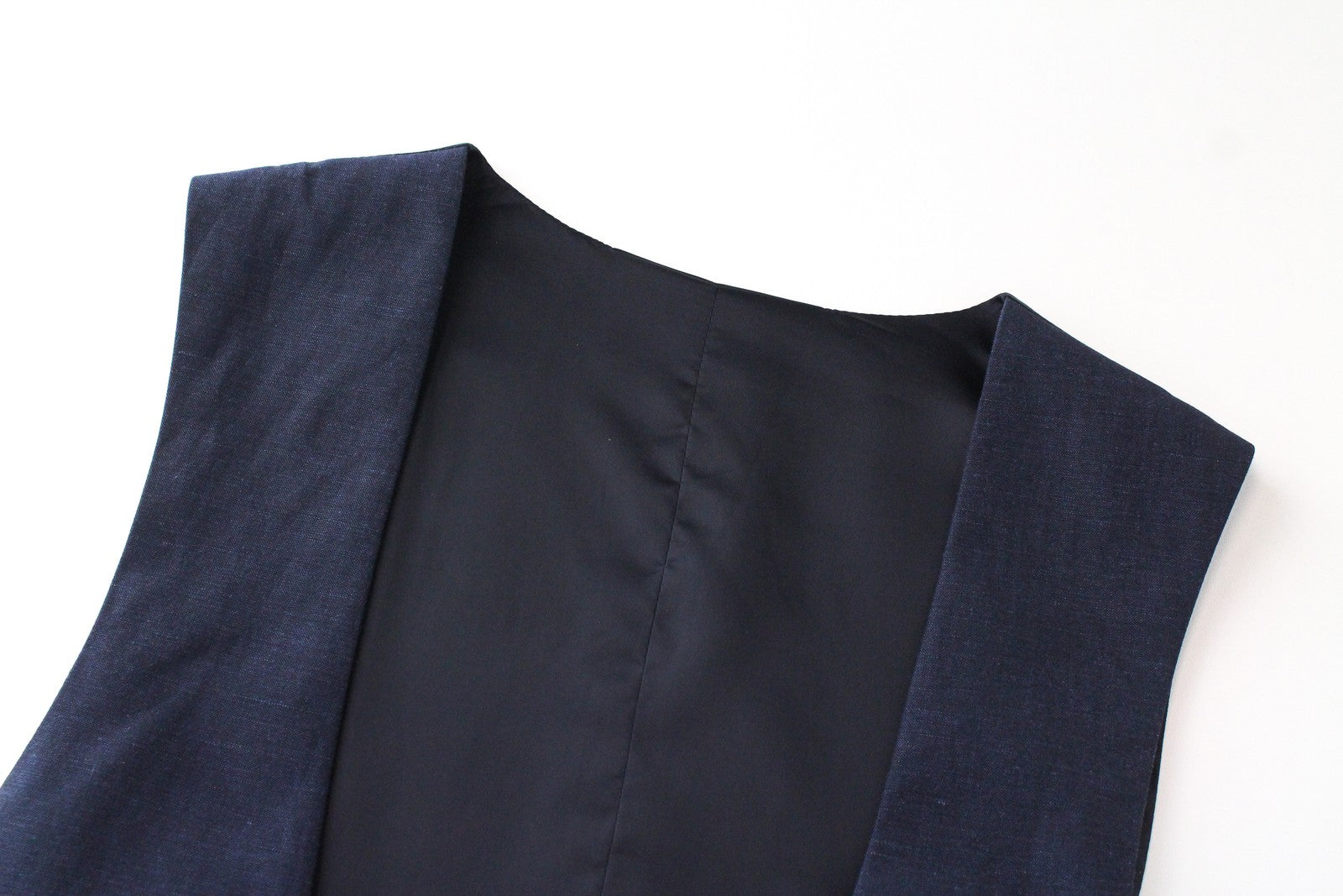 SUITSUPPLY Men Waistcoat UK38R Blue Wool Linen Single-Breasted U-neck Classic