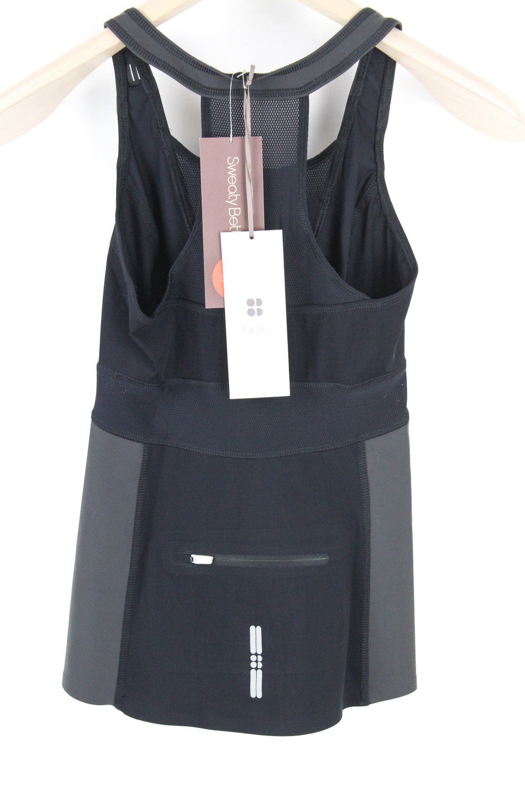 SWEATY BETTY Speedwork Run Tank Women Top 2XS Black Stretch Racerback