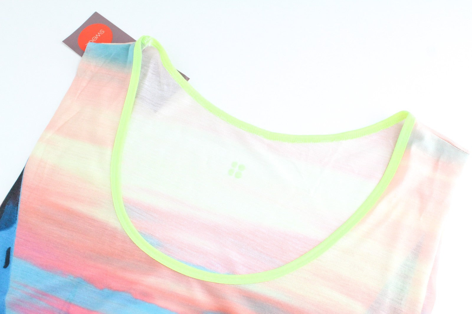 SWEATY BETTY Skipper Run Tank Women Top L Pink Cropped Loose Print Sleeveless