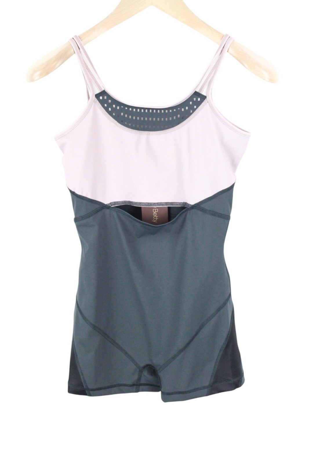 SWEATY BETTY Passe Dance Leotard Women Jumpsuit XS/S Grey Gym Stretch One Piece