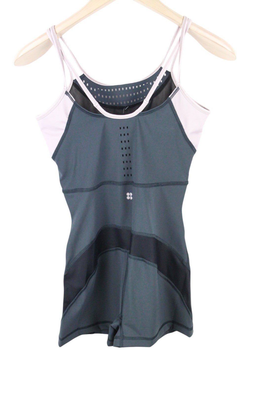 SWEATY BETTY Passe Dance Leotard Women Jumpsuit XS/S Grey Gym Stretch One Piece