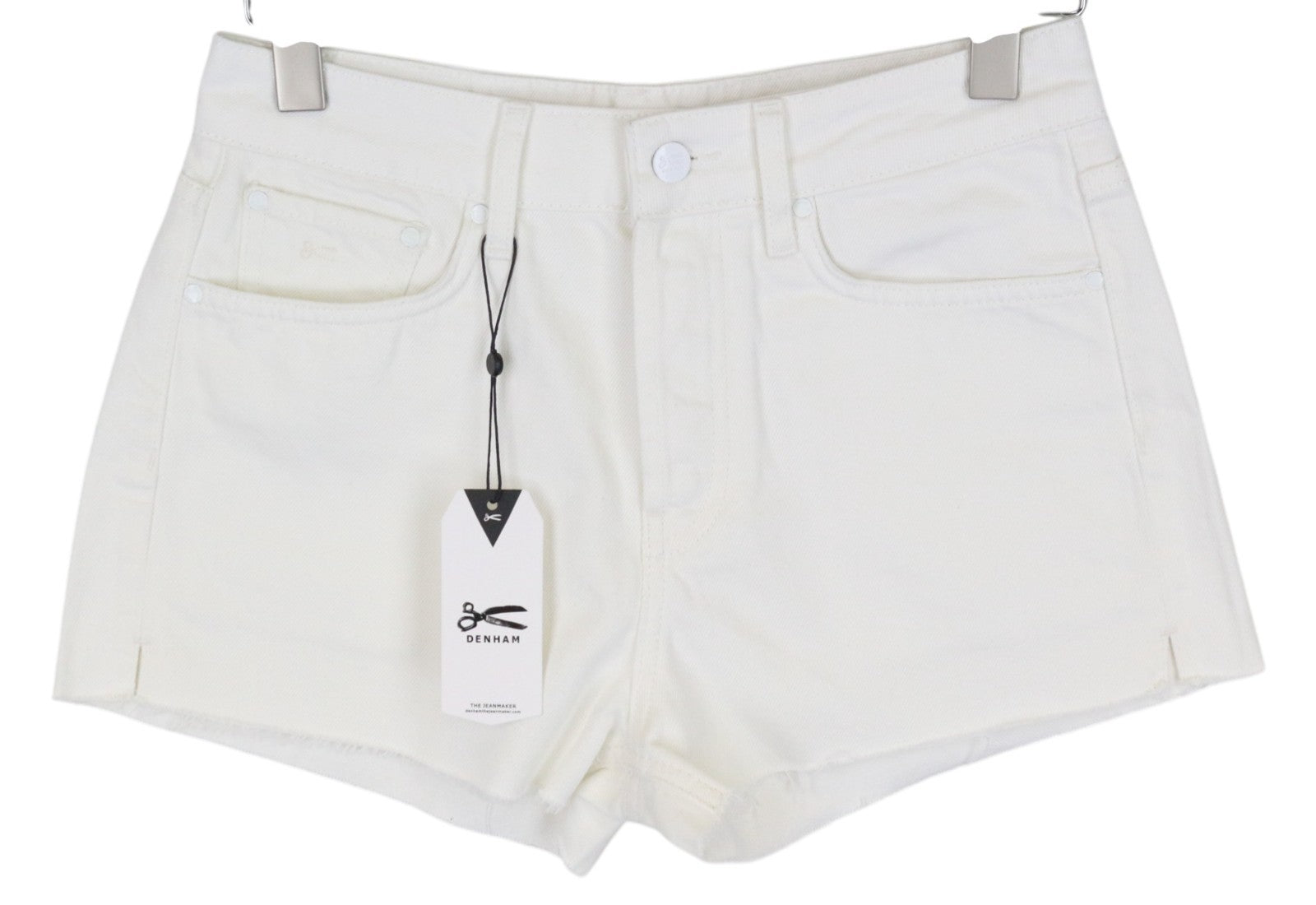 DENHAM Melrose Women Shorts W25 Off-White Denim Distressed Classic Non-Stretch