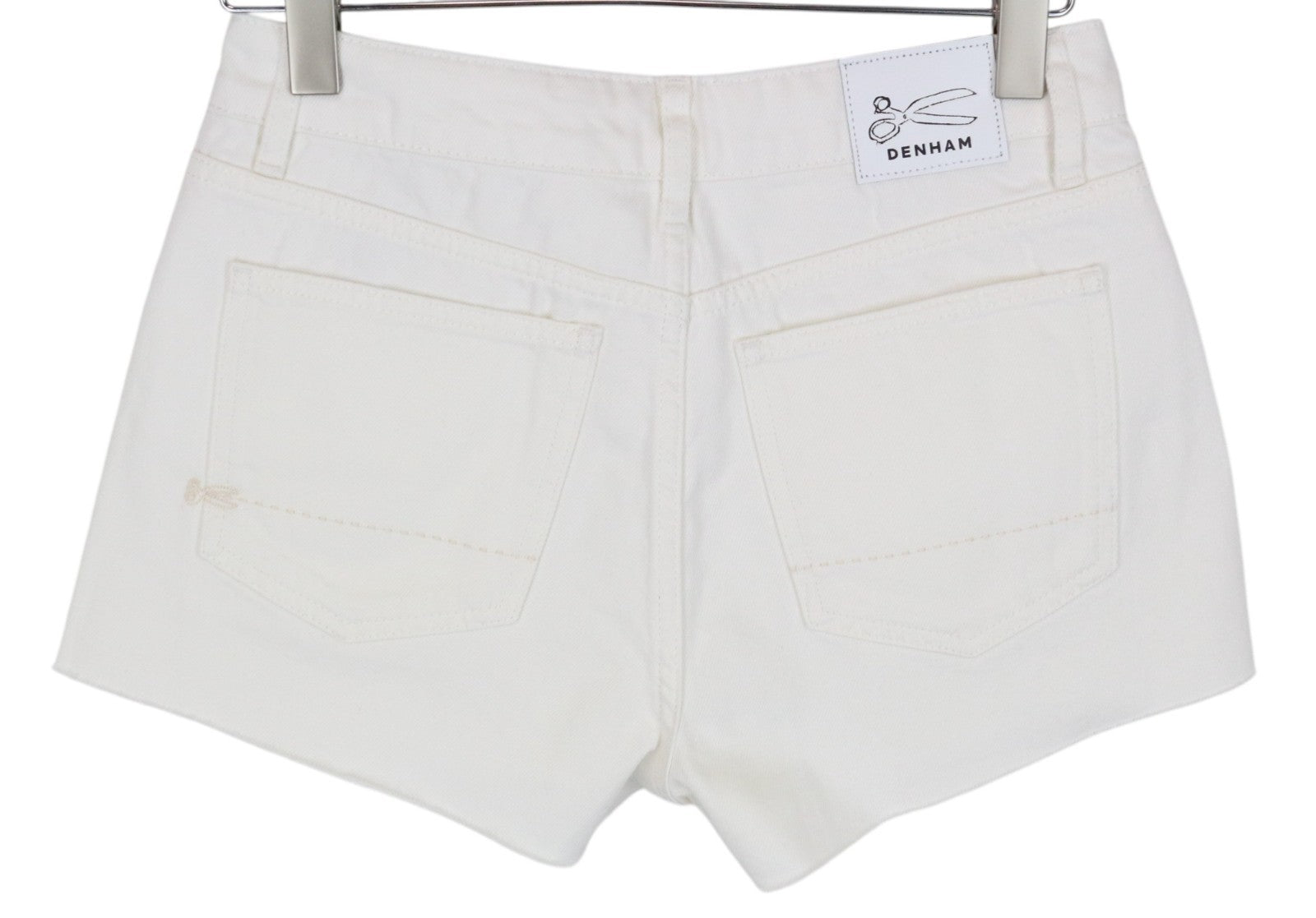 DENHAM Melrose Women Shorts W25 Non-Stretch Off-White Distressed Denim Buttoned