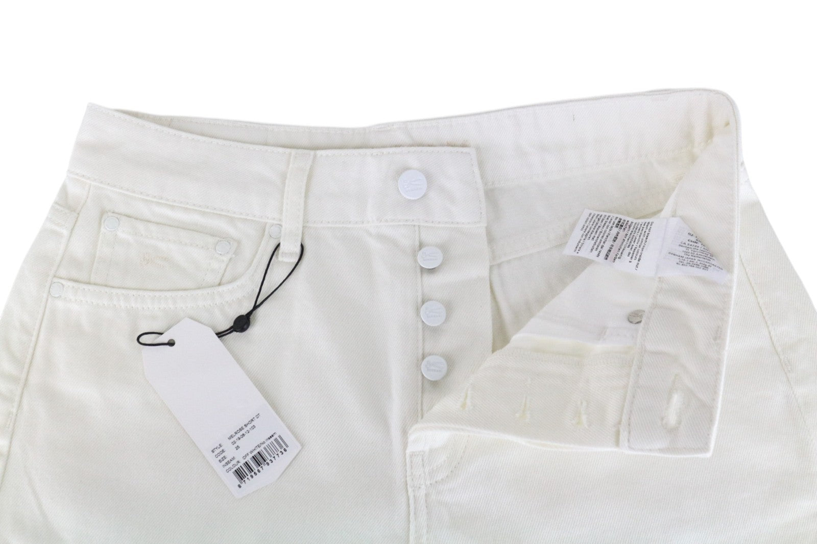 DENHAM Melrose Women Shorts W25 Non-Stretch Off-White Distressed Denim Buttoned
