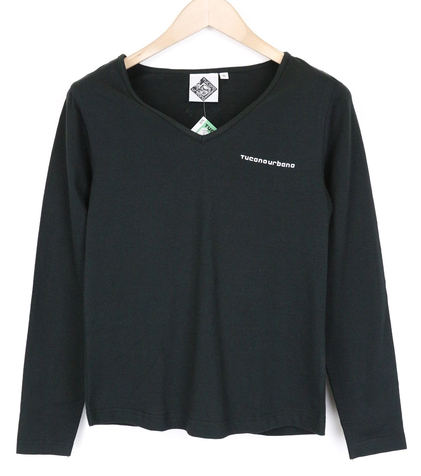 TUCANO URBANO T-TU moteriški marškinėliai su atšvaitu, juodi, su V formos iškirpte, S dydžio. 