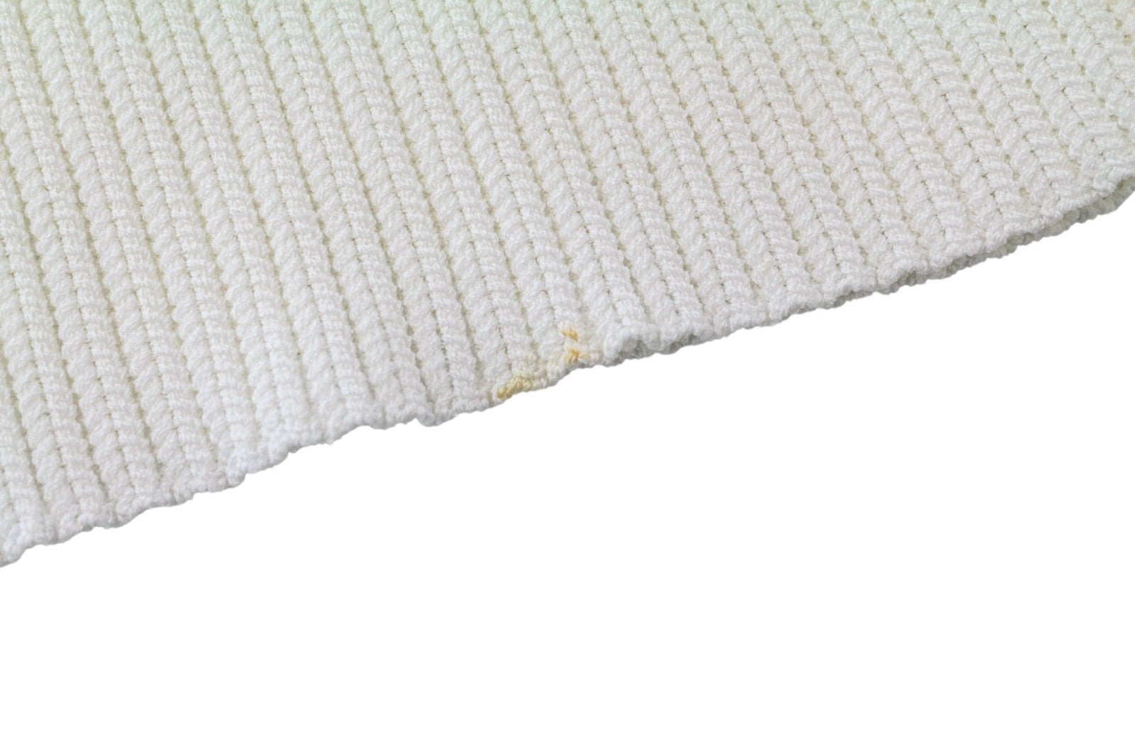 SUISTUDIO Dana moteriški marškinėliai XS dydžio balkšvai balti, ploni, briaunoti, megzti marškinėliai be rankovių 