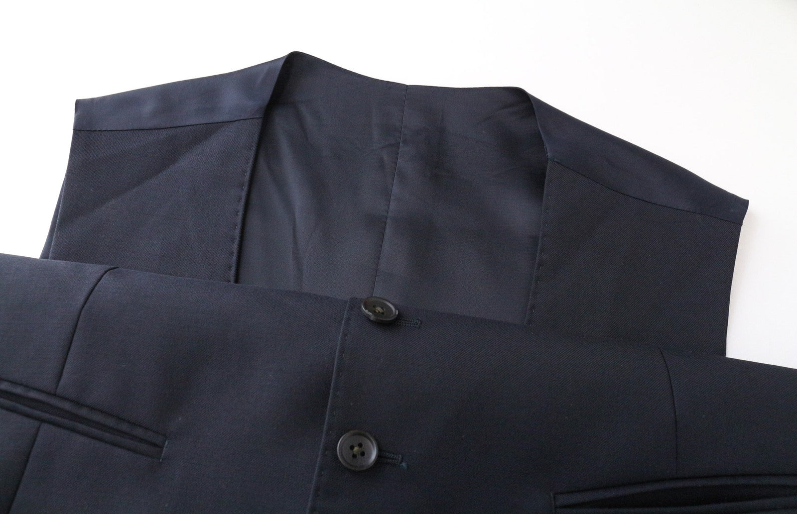 SUITSUPPLY Ferrara Men's Waistcoat UK38S Navy Slim Pure Wool V-Neck Classic Vest