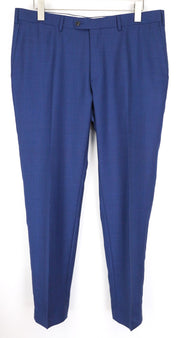 SUITSUPPLY Brescia Men's Trousers UK44S Mid Blue Slim Wool Glen Check Flat-Front