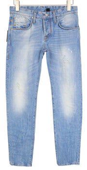 TAKESHY KUROSAWA TK08FR Men's Jeans W30 Blue Slim Distressed Non-Stretch