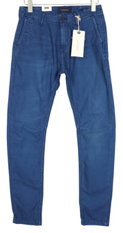 SCOTCH & SODA Theon Men's Trousers W30/L34 Blue Non-Stretch Dyed Loose Chino