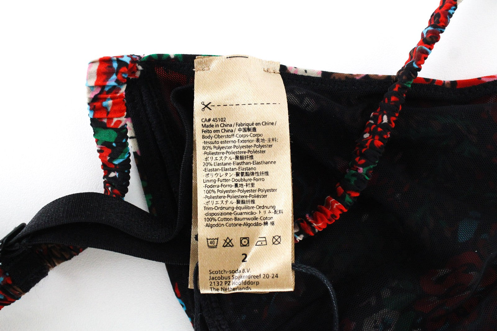 MAISON SCOTCH moteriškas S dydžio raudonas gėlių rašto liemenėlės ir kelnaičių komplektas 