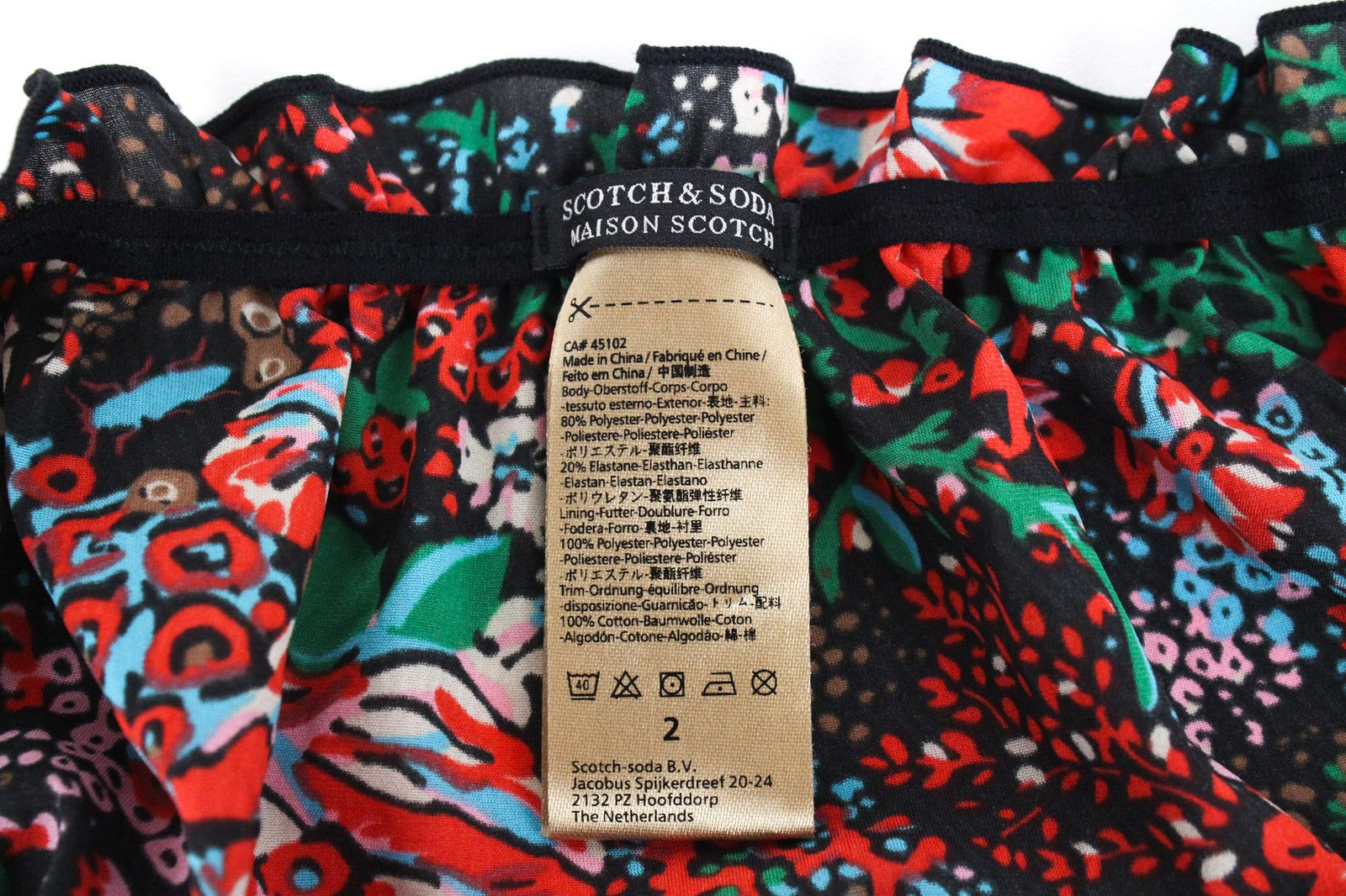 MAISON SCOTCH moteriškas S dydžio raudonas gėlių rašto liemenėlės ir kelnaičių komplektas 