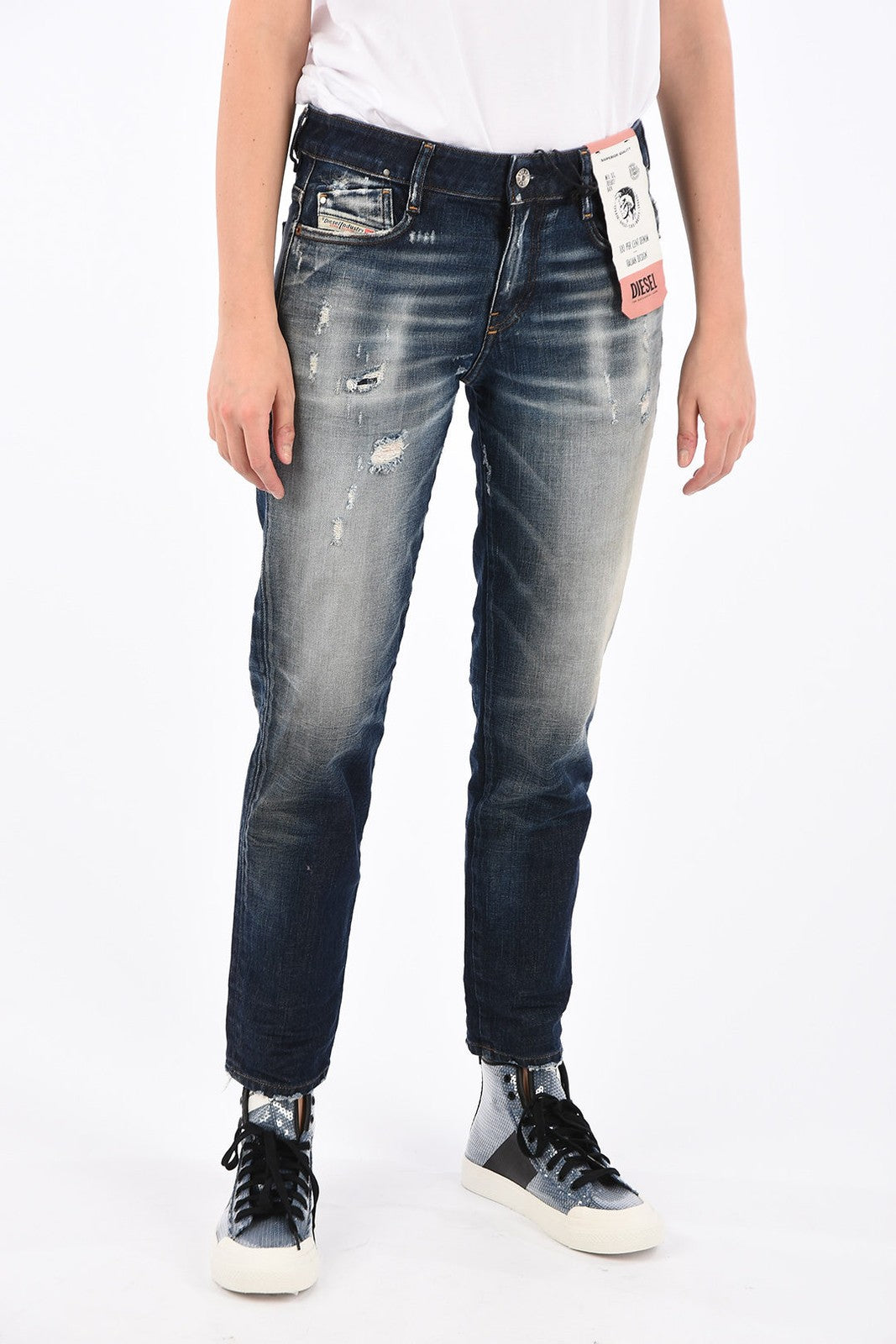 DIESEL D-Rifty 0092I vyriški džinsai W28/L34 Slim Fit, dirbtinės medvilnės, tamprios, mėlynos spalvos 