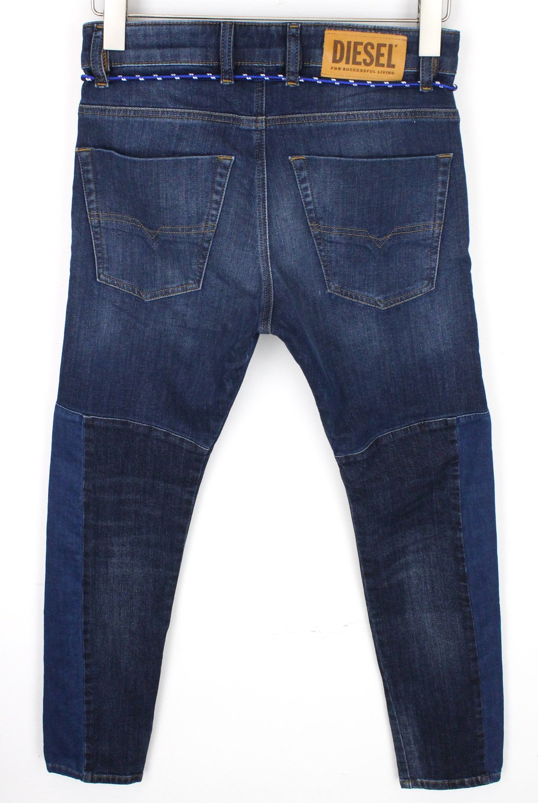 DIESEL D-Luhic-SP-NE 069IU vyriški W26 mėlyni berniukiški ploni morkų rašto sportiniai džinsai jogg fit 