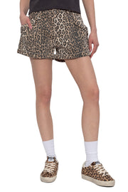 R13 Pouch Pocket Women Shorts 25 Rigid Ecru Leopard Button Turn-Up RRP795