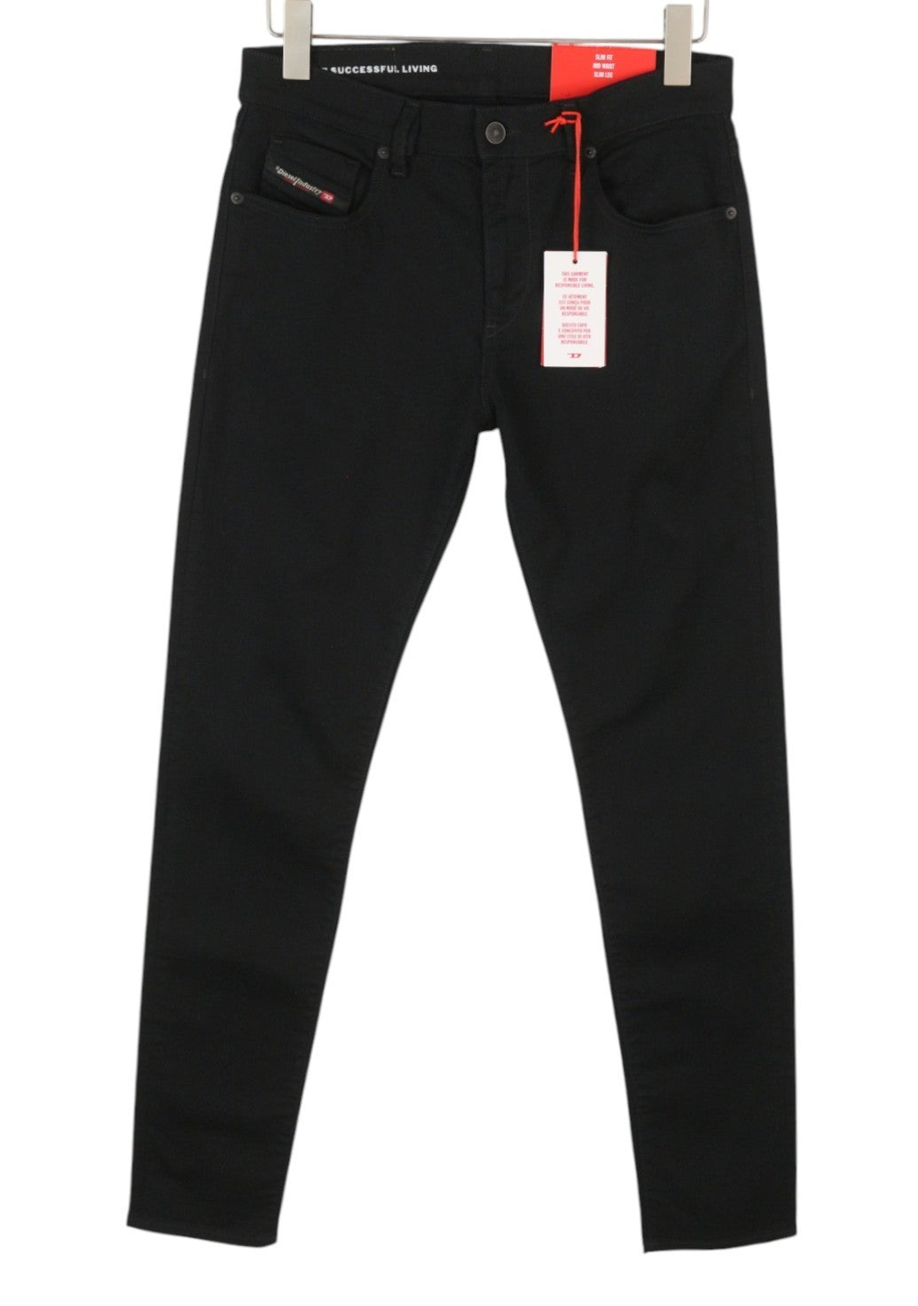 DIESEL 2019 D-Strukt 069YP Men Jeans W30/L34 Black Mid Waist Slim Fit Zip Fly