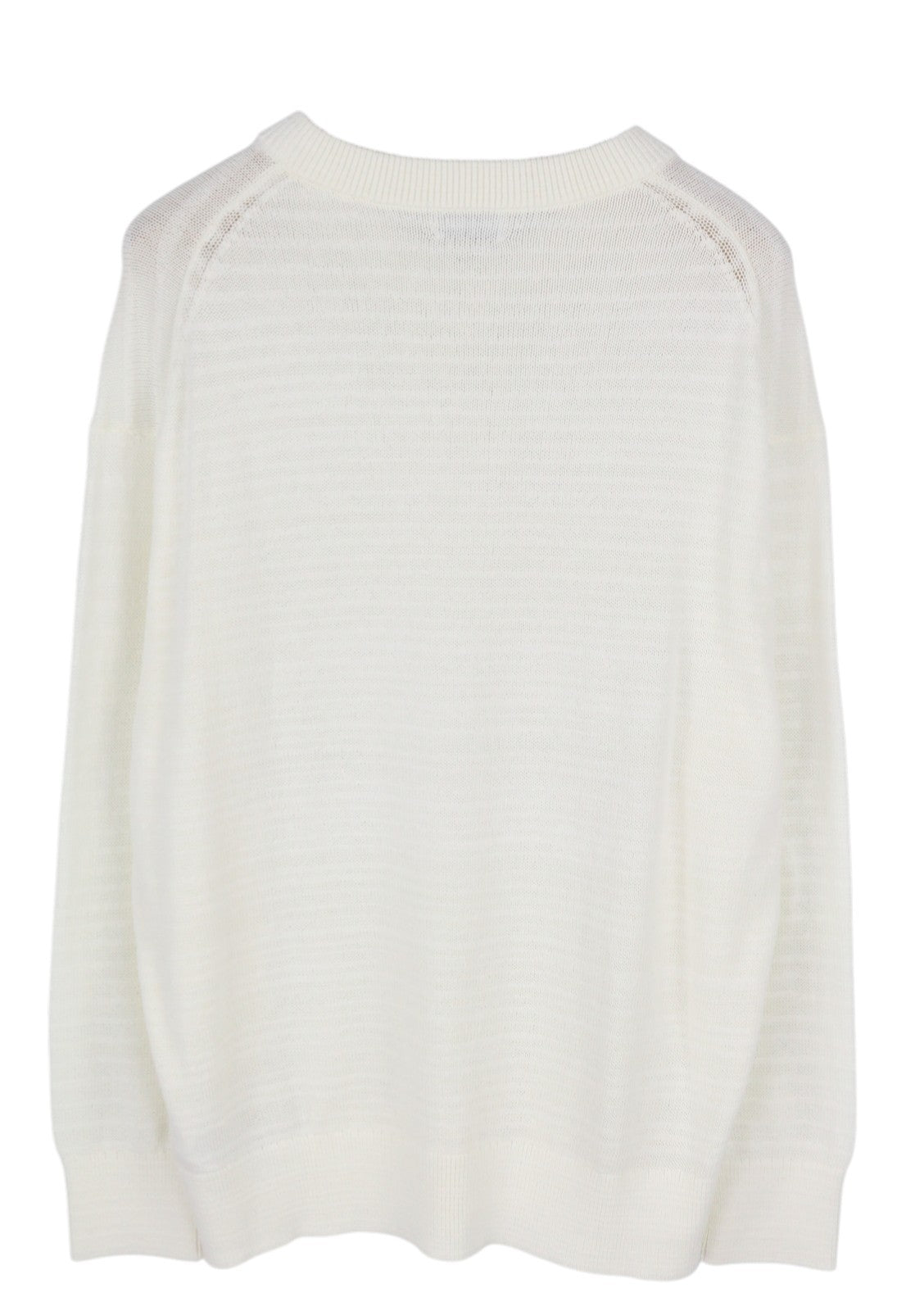 CALVIN KLEIN Tape Yarn Vn Men Jumper M White Textured Knitted V-Neck Pull On