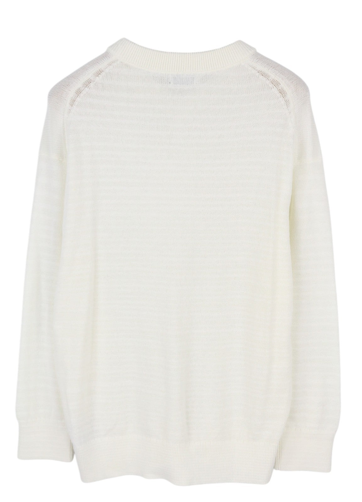 CALVIN KLEIN Tape Yarn Vn Men Jumper XS White Textured Knitted V-Neck Pull On