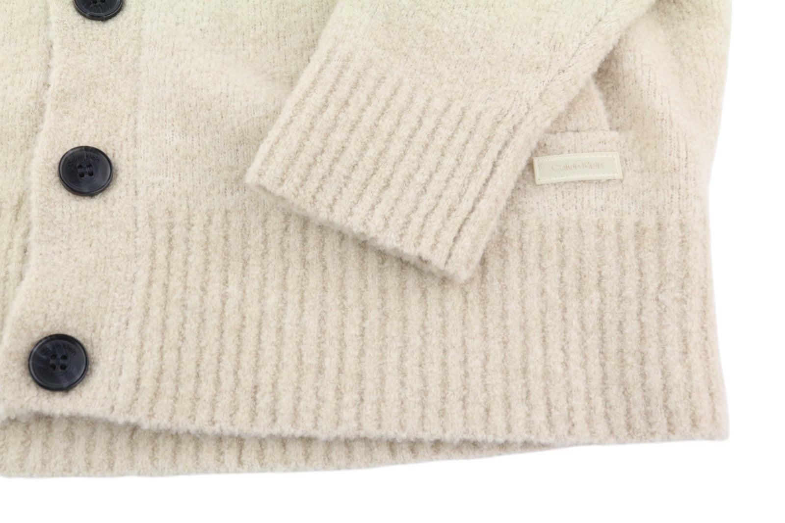 CALVIN KLEIN Wool Blend Boucle Men Jumper XL Wool Blend Teddy Cardigan RRP199