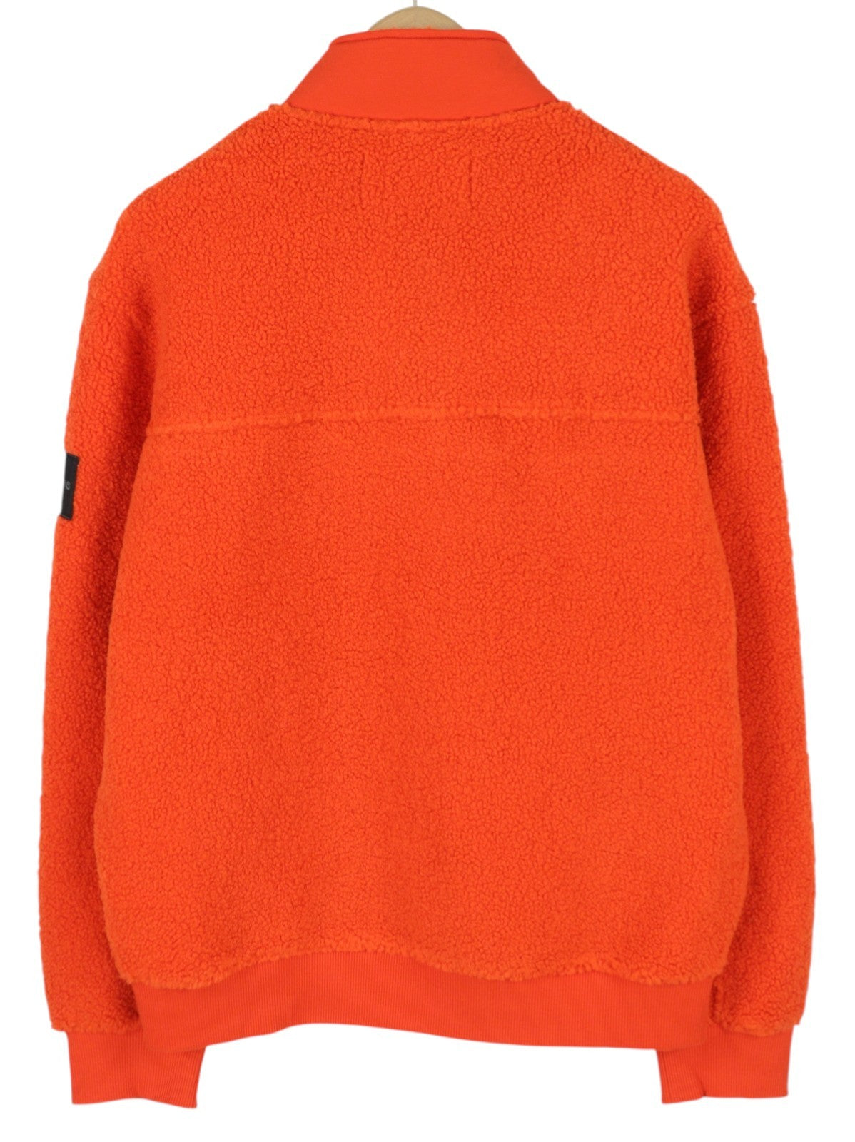 CALVIN KLEIN Badge Sherpa Half Men Sweatshirt M Orange Fleece Pull On RRP129
