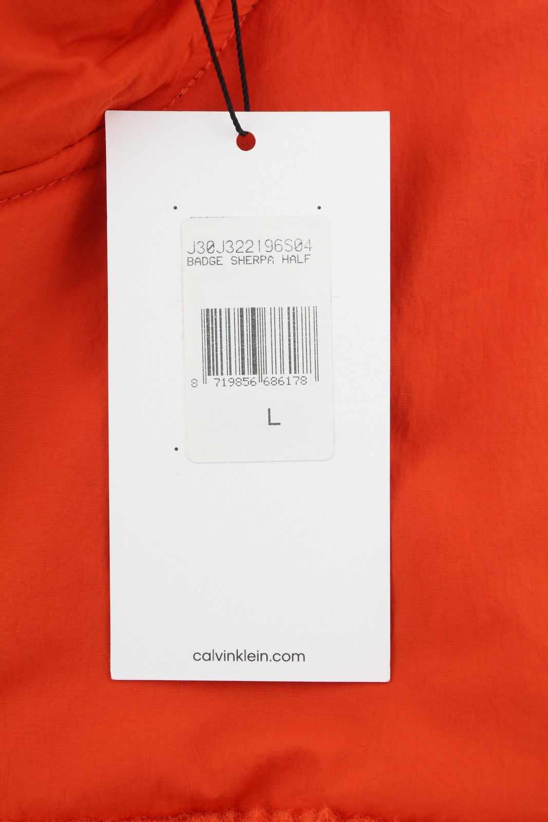 CALVIN KLEIN Badge Sherpa Half Men Sweatshirt L Orange Fleece Pull On RRP129