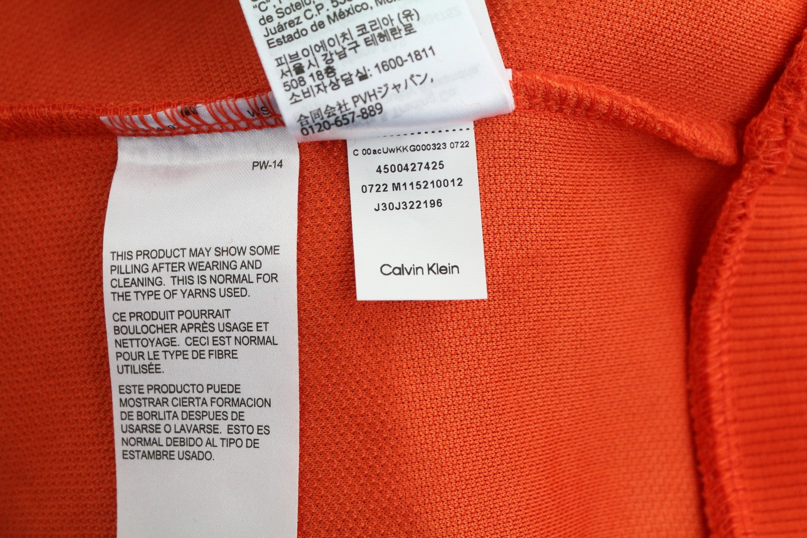CALVIN KLEIN Badge Sherpa Half Men Sweatshirt L Orange Fleece Pull On RRP129