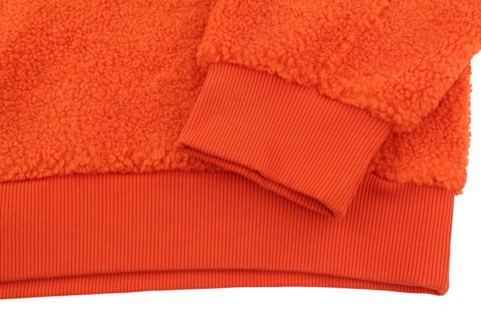 CALVIN KLEIN Badge Sherpa Half Men Sweatshirt L Orange Fleece Pull On RRP129