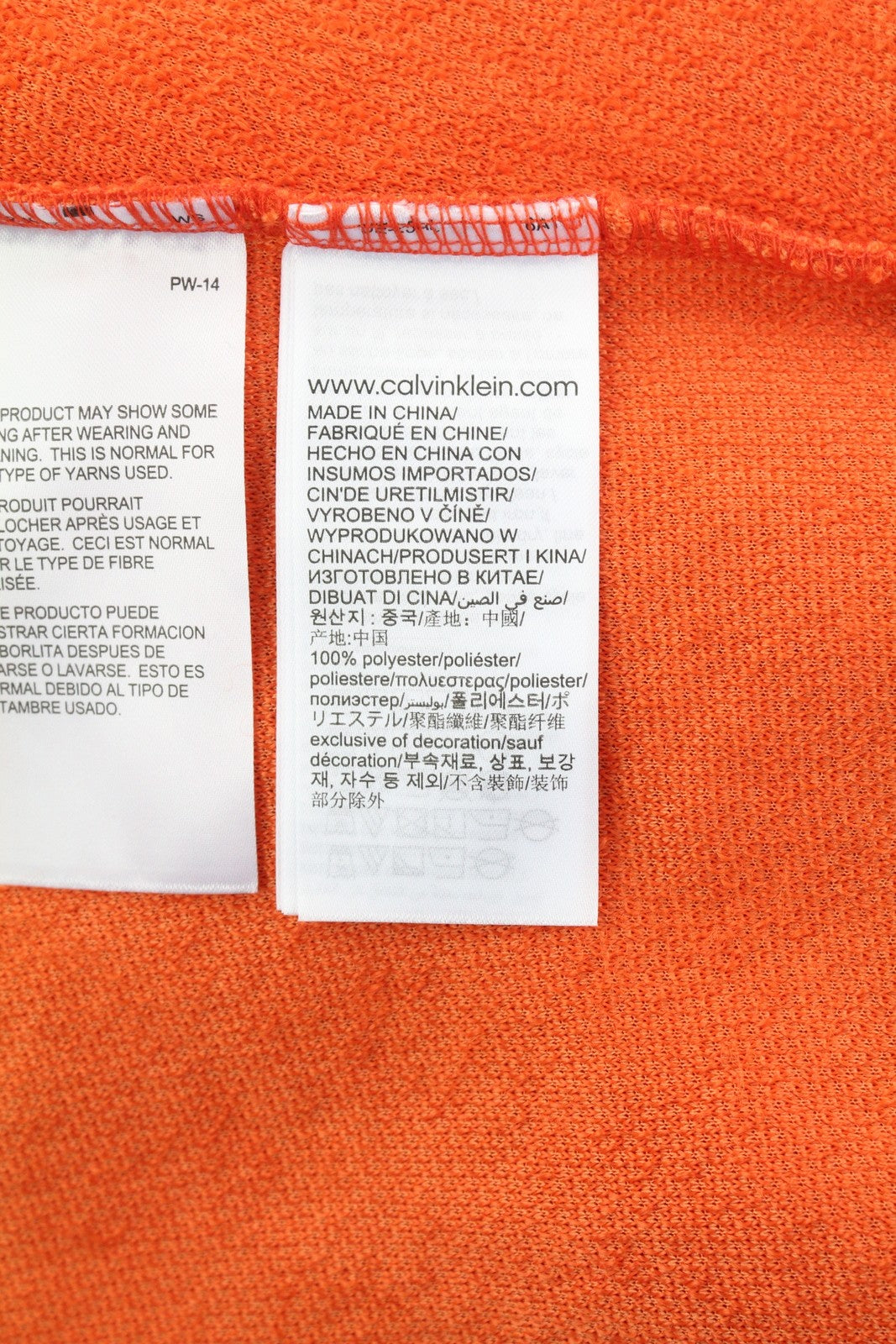 CALVIN KLEIN Badge Sherpa Half Men Sweatshirt L Orange Fleece Pull On RRP129